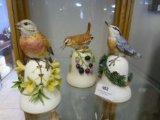 Three Franklin Mint Bird Bells - Linnet, Wren and