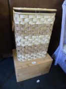 Linen Basket and a Small Pine Storage Box