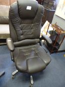 Dark Brown Leatherette Office Managers Armchair