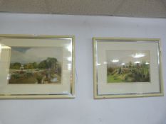 Pair of Victorian Coloured Prints - Mansion Garden