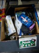 Two Boxes Containing CDs, Handbags, Teaware, Poker