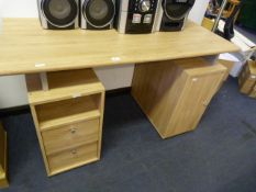 Light Oak Twin Pedestal Desk