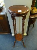 Circular Mahogany Plant Stand on Barley Twist Supp
