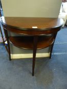 Mahogany Half Round Hall Table with Undershelf