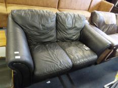 Black Leather Two Seat Sofa