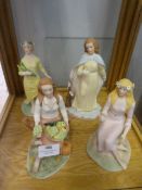 Set of Four Porcelain Figurines - Summer, Winter,