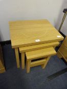 Light Oak Nest of Three Tables