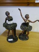 Pair of Bronze Effect Figurines - Ballerinas
