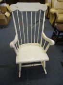 White Painted Stickback Rocking Chair