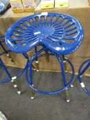 *Blue Painted Metal Tractor Seat Bar Stool