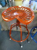 *Red Painted Metal Tractor Seat Bar Stool