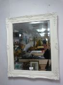White Painted Framed Beveled Edge Wall Mirror