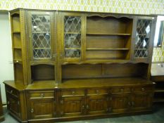 Large Oak Wall Unit with Lead Glazed Doors