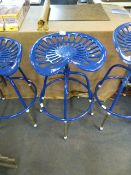 *Blue Painted Metal Tractor Seat Bar Stool
