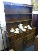 Oak Welsh Dresser with Carved Panel Doors
