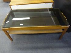 Teak Coffee Table with Smoked Glass Top