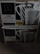 *Two Boxes of 4 Porcelain Mugs (Black & White Patt
