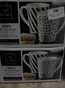 *Two Boxes of 4 Porcelain Mugs (Black & White Patt