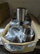 *Box of Nine Stainless Steel Jugs