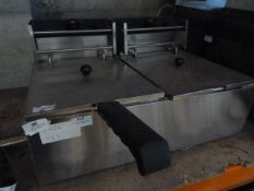 *Stainless Steel Countertop Two Compartment Fryer