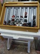*Set of Trial Lenses with Frames, Oak Cabinet and