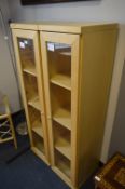 Pair of Laminated Beech Four Teir Display Cabinets