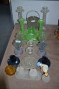Glassware, Dressing Table Set, Candlesticks, Trink