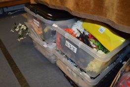 *Four Storage Boxes Containing Artificial Flowers,