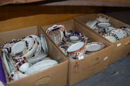 Three Boxes Containing Blue & Gilt Floral Pattern