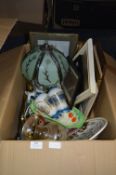 Box Containing Table Lamp, Picture Frames, Decorat