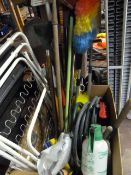 Box of Mixed Garden Tools and Dusters