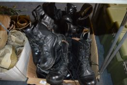 Eight Pairs of Black Boots (Assorted Sizes)