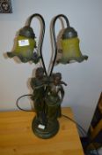 Bronze Effect Twin Light Figurine Table Lamp