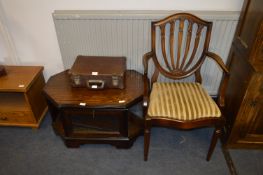 Oak TV Entertainment Unit and a Shield Back Armcha