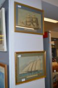 Pair of Gilt Framed Prints - U.S Frigate and Clipp