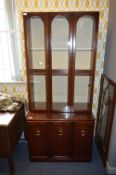 Mahogany Effect Wall Unit with Glazed Doors