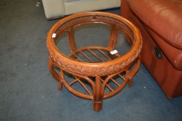 *Circular Cane Glass Topped Occasional Table