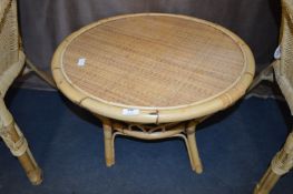 Cane & Wicker Topped Circular Occasional Table