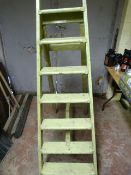 Seven Tread Wooden Stepladder
