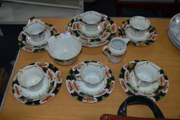 Blue & Gilt Floral Decorated Tea Ware (22 Pieces)