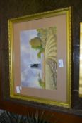 Gilt Framed Watercolour - Skidby Mill