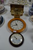 Two Wall Clocks, Metamec Mantel Clock and Two Othe