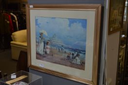 Gilt Framed Print - Edwardian Beach Scene