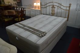 Double Divan with Matress and Gilt Metal Headboard