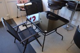 *Square Exterior Patio Table with Four Folding Cha