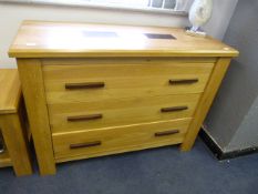 Solid Oak Three Height Chest of Drawers