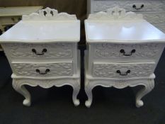 Pair White Painted Cabinets with Two Drawers