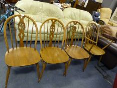 Set of Four Ercol Stickback Dining Chairs (Three Diners and One Carver)
