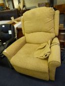 Light Brown Upholstered Electric Reclining Armchair