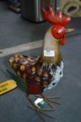 *Painted Metal Garden Ornament - Cockerel
